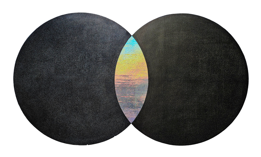 n보영_두 물질 80.3×130.3cm Oil-based Ink, Water-based Ink, Film on Canvas 2025.png