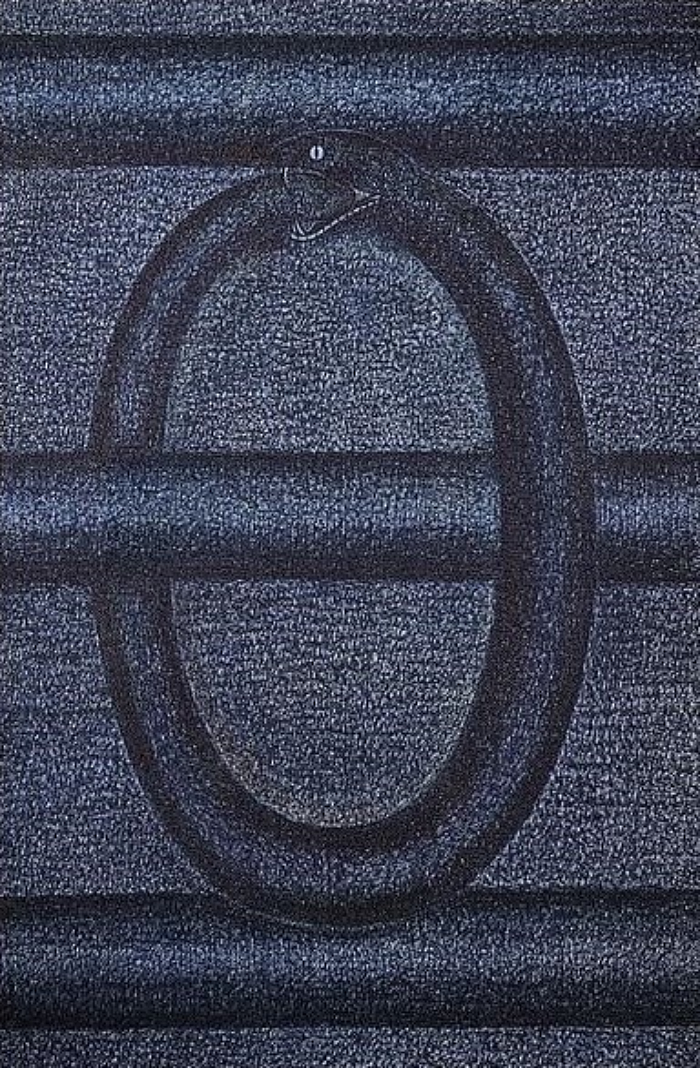 n보영_Uroboros in the Dark 41.0x27.5cm Ballpoint-pen on Canvas 2023.png